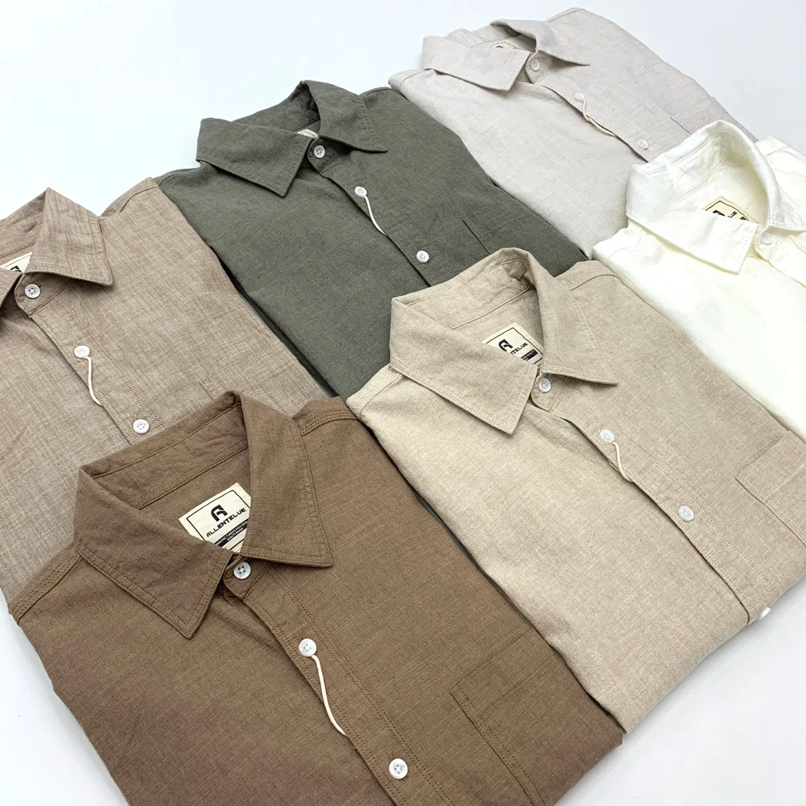 HEARUJOY  -  Summer Men's Cotton Linen Shirts With Chest Pocket Sold Color Harajuku Blend Simple Long Sleeved Loose Oversized Casual Shirt