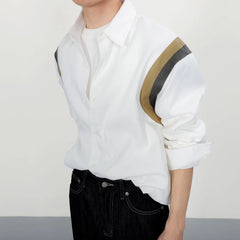 HEARUJOY  -  Design Sense Unique Patchwork Black Long Sleeve Trendy Brand Loose American Stylish Men's Shirt Coat