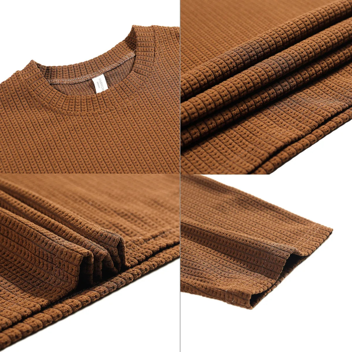 HEARUJOY  -  Men's Slim Stretch O-Neck Tee Trio | Breathable Knit T-Shirts in Black, White & Camel Fashion Men's Everyday Joker Top