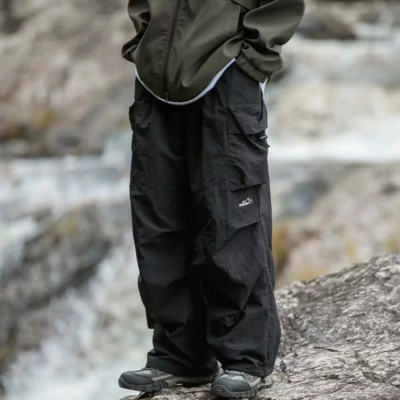 Hearujoy Parachute Cargo Pants Men Oversize Outdoor Casual Trousers Male Waterproof Pants Man Japanese Streetwear Hip Hop