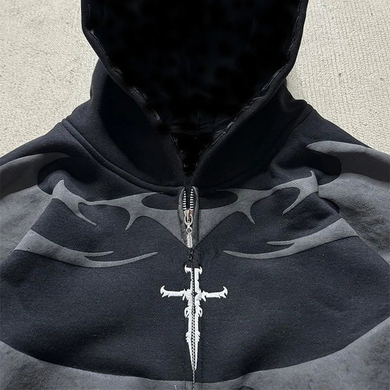 HEARUJOY  -  New Fashionable Mens Baggy Hooded Sweatshirts 2025 Autumn Streetwear Vintage Jacquard Hoodies For Men Outdoor Casual Hoodie Top