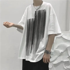 HEARUJOY  -  Man Tee Shirts Print Cotton Oversized White T Shirt for Men Aesthetic Clothing Luxury High Quality Short Quarter Sleeve Y2k Top
