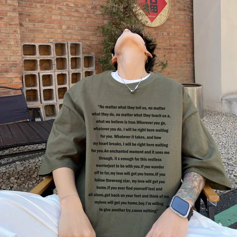 HEARUJOY  -  T Shirt Oversized Cotton For Men White Men's Letter Print T-shirts Men 5XL Casual Wear Summer Tee Shirts Big Size Clothing