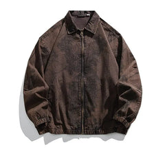 HEARUJOY  -  American High-Street Washed Camo Jacket Vintage Military Overshirt with Notch Collar Distressed Streetwear Coat for Men