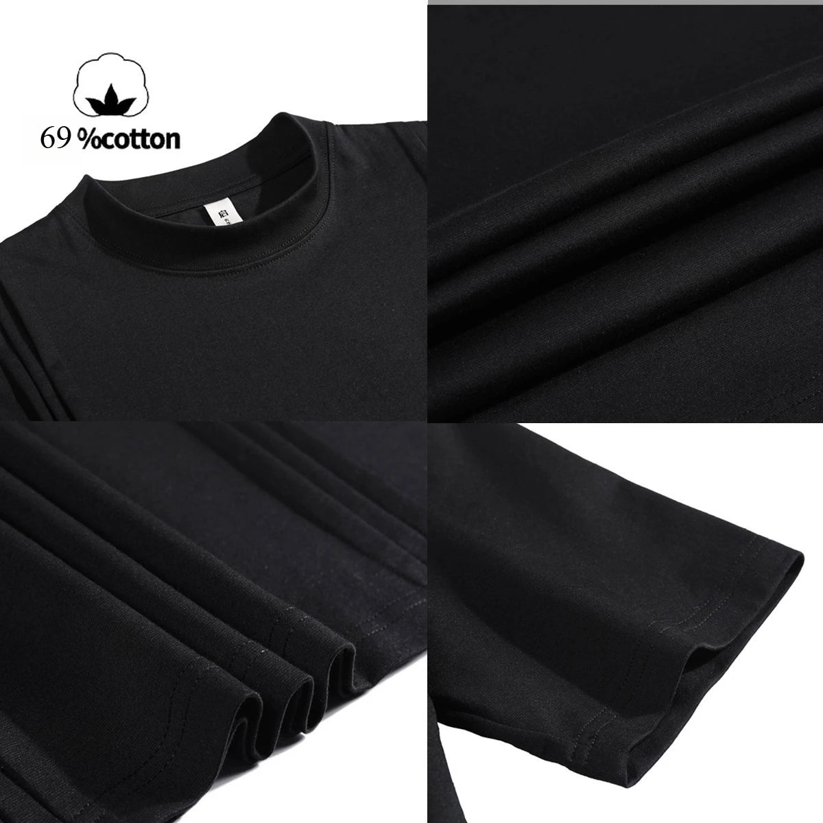HEARUJOY  -  69% Cotton Stretch Men's T-Shirt - Breathable Modern Fit with Vertical Seam Detail, Timeless Casual Top for Everyday Comfort