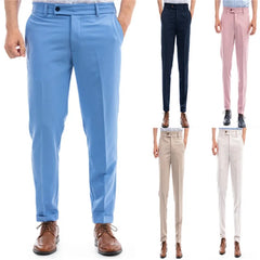 HEARUJOY  -  Fashion Suit Pants Pants For Men Business Casual Mid Waist Button Straight Trousers Spring Summer Hanging Breathable Pant