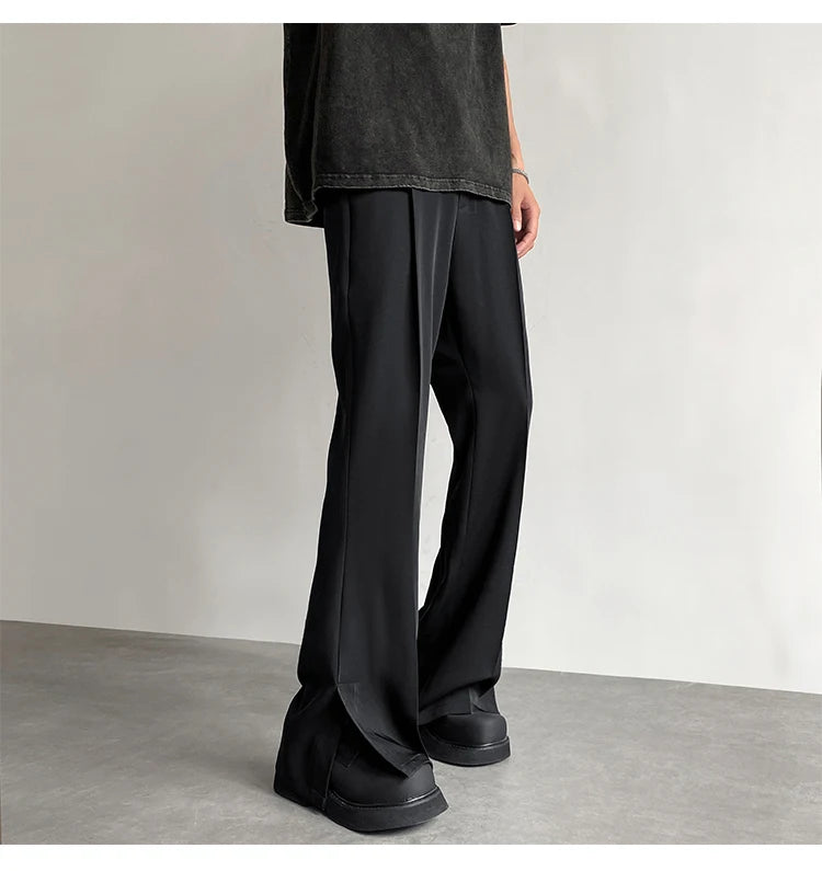 HEARUJOY  -  Brown Black Suit Pants Men Fashion Social Mens Dress Pants Korean Casual Loose Flared Pants Mens Office Formal Trousers M-2XL