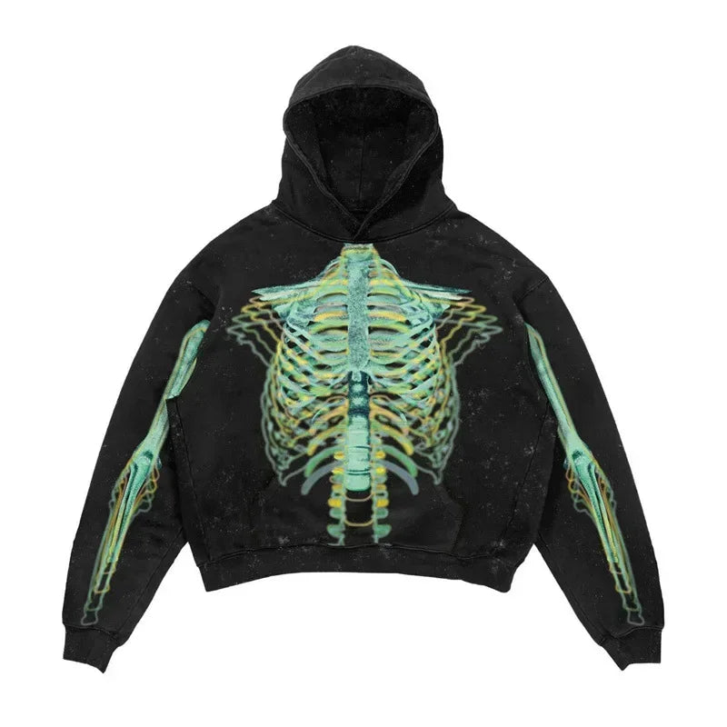 Hearujoy Harajuku Punk Style Fashion Hoodies Women Brand Flame Skulls Print Hoodie Digital Print Streetwear Clothing Sweatshirts Y2k Tops