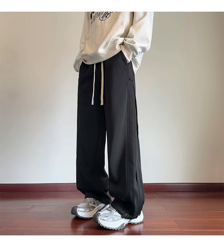 HEARUJOY  -  Black Casual Pants Men Fashion Oversized Wide Leg Pants Men Sweatpants Streetwear Loose Sports Pants Mens Joggers Trousers