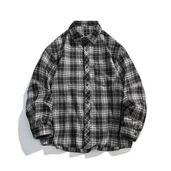 Hearujoy Autumn Long Sleeved Shirt Men Retro Casual Shirt Men Japanese Streetwear Loose Plaid Shirt Mens Vintage Shirts Large Size 5XL