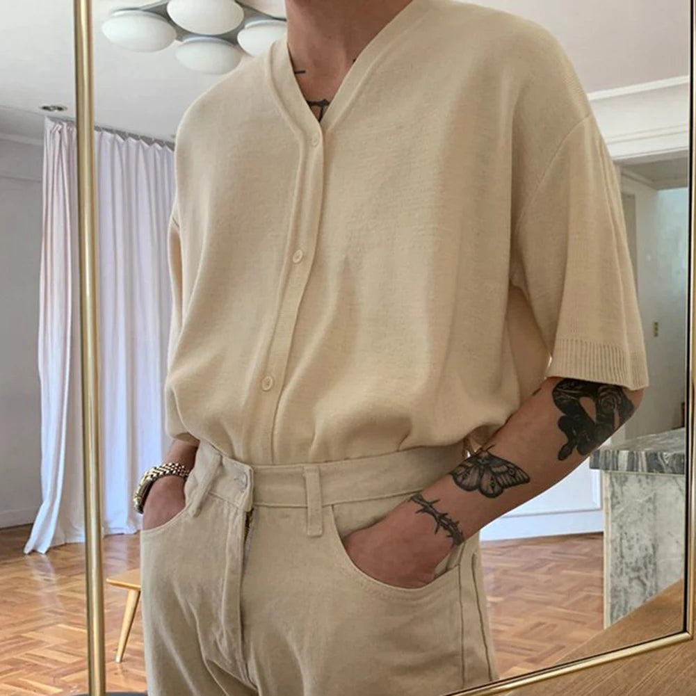 HEARUJOY  -  Polyester Shirt Loose Casual Cardigan Holiday Style Regular Length Solid Pattern Summer Wear Casual Style For Daily Wear