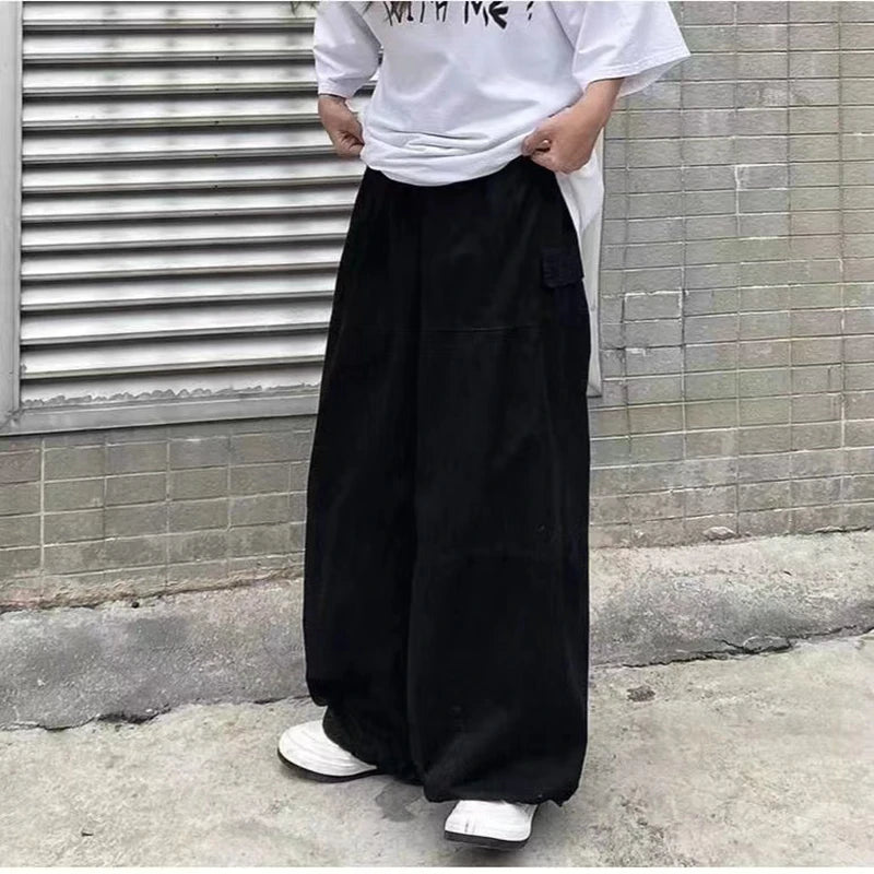 Hearujoy Vintage Baggy Cargo Pants Men Parachute Wide Leg Trousers Male Oversize Retro Loose Casual Japanese Streetwear Hip Hop