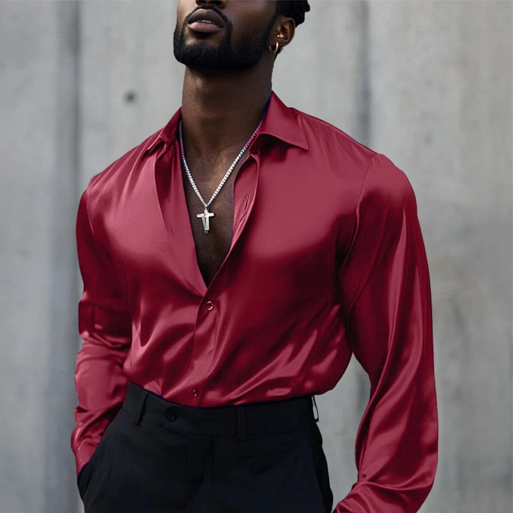 HEARUJOY  -  Business Shirt Casual Top Mens Retro Shirt 5 Spandex 95 Polyester Applicable Gender Men Daily Wear Holiday Attire