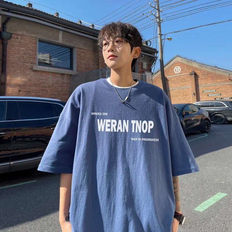 HEARUJOY  -  T Shirt Oversized Cotton For Men White Men's Letter Print T-shirts Men Casual Wear Summer Tee Shirts 5XL Big Size Clothing