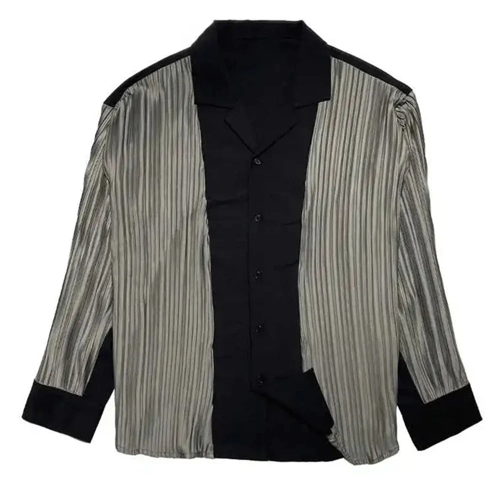 Hearujoy New Mens Spring And Autumn Niche High-End Abstinence Retro Design Long-Sleeved Shirt Loose Casual Genderless Shirt
