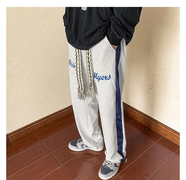 HEARUJOY  -  Wide-leg American Sweatpants Men's Spring Autumn Campus Casual Loose