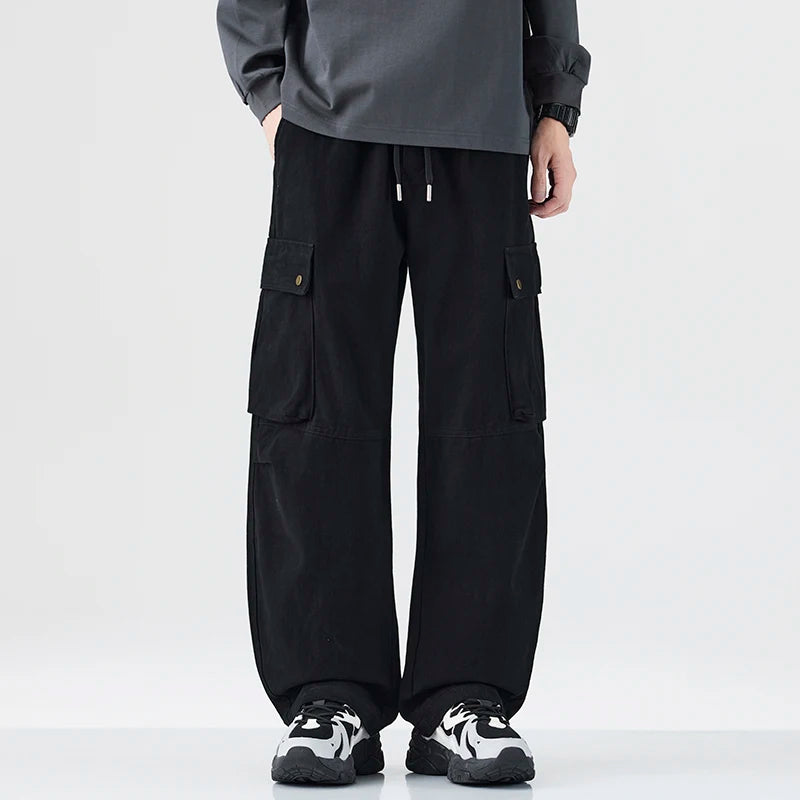 HEARUJOY  -  New Fall Japanese Retro Cargo Pants - Men's Oversized Straight-Leg Versatile American Streetwear 100% Cotton Camouflage
