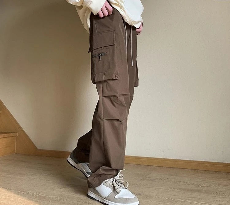 HEARUJOY  -  Spring Summer Multi Pocket Straight Cargo Pants for Men Designer Techwear Korean Style Luxury New in Casual Baggy Trousers Man