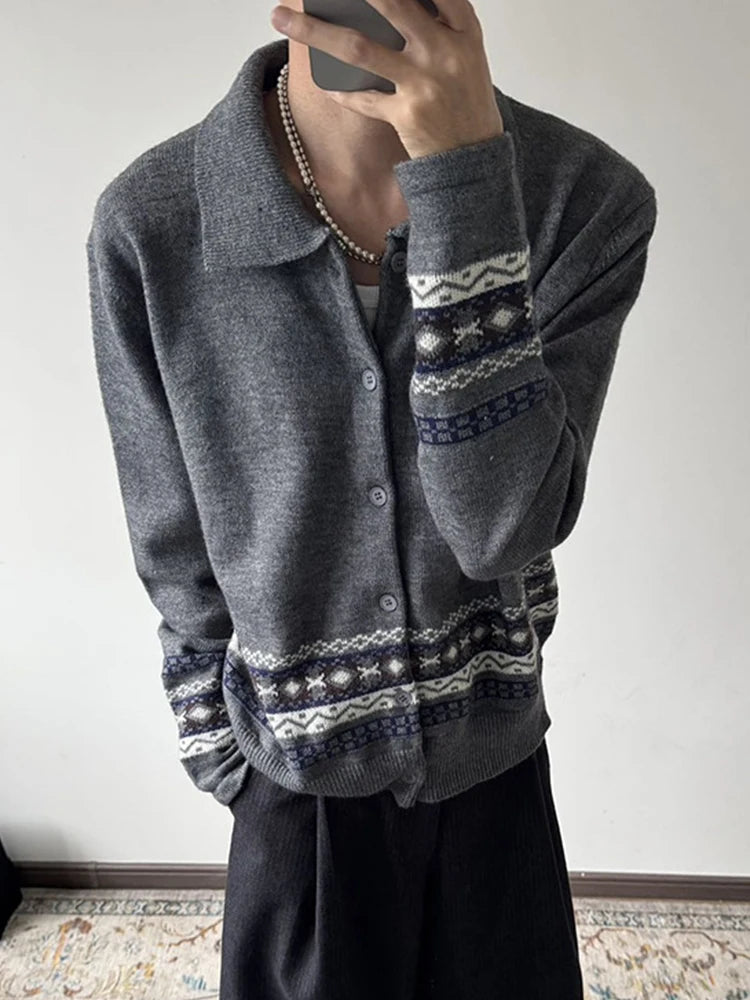 HEARUJOY  -  Stylish Mens Slim Knitted Cardigans Autumn Winter Outdoor Casual Turn-down Collar Knit Jacket Coat Men Vintage Crochet Sweaters