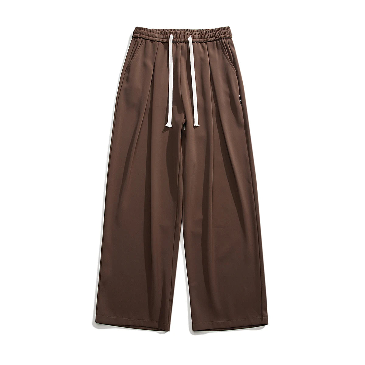 Hearujoy Spring Summer Coffee Casual  Ice Silk Pants Men's Trend Solid Pants Men Drape Mopping Pants Straight Loose Wide-leg Trousers