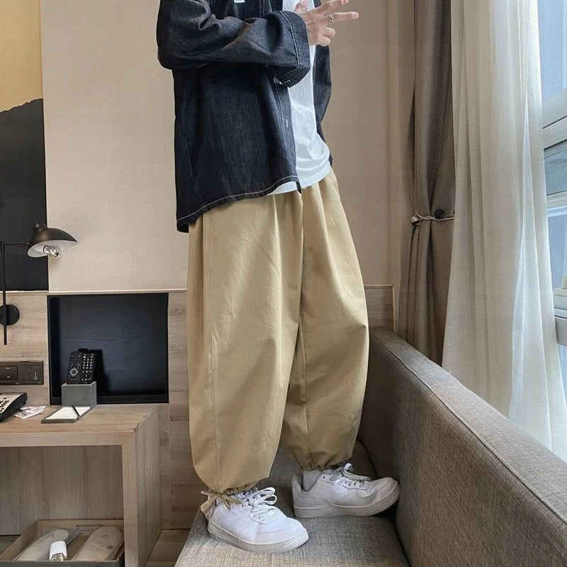 HEARUJOY  -  Baggy Male Cropped Trousers Spring and Autumn Men's Casual Pants Harajuku Fashion Original Clothing Classic New in 2025 Clothes