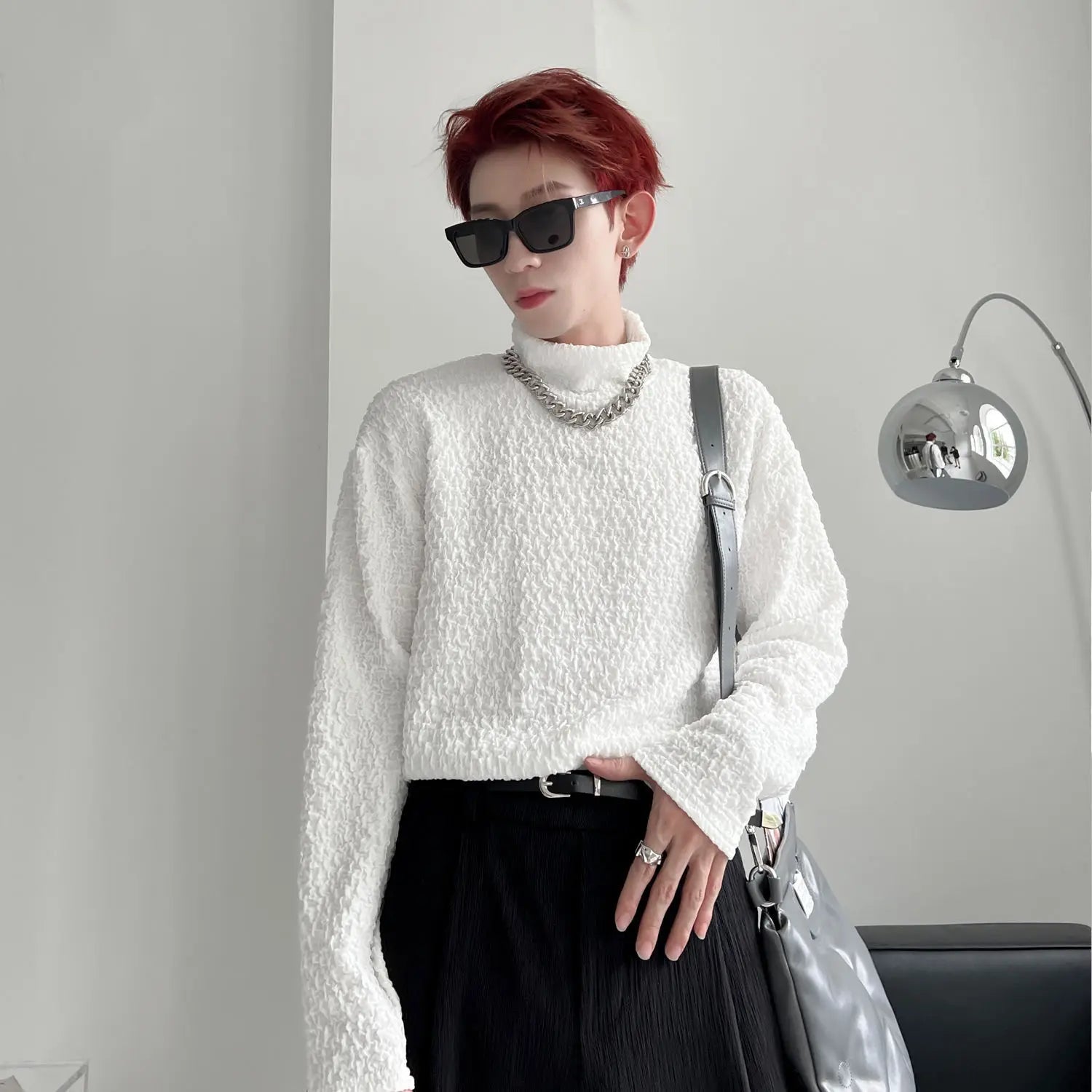 HEARUJOY  -  Unicolor Men's T-shirts Japan One Piece Designer Quotes Emo Size Plain Sweatshirt Bulk Aesthetic Spring Turtleneck Male Pullover