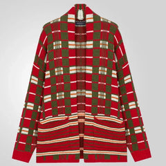 HEARUJOY  -  Men New Mid Length Coat Cardigan Sweaters Turn Down Collar Print Plaid Coats Loose Casual Splice Open Stitch Autumn Winter 2025