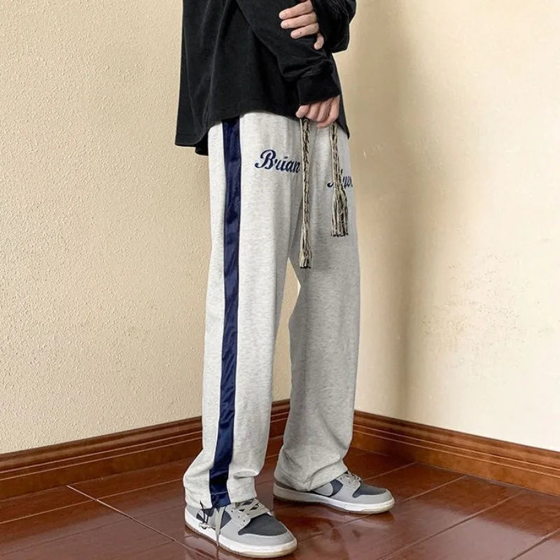 HEARUJOY  -  Wide-leg American Sweatpants Men's Spring Autumn Campus Casual Loose
