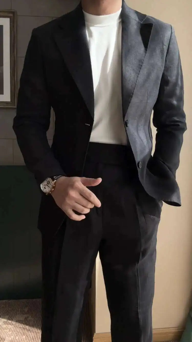 HEARUJOY  -  High Quality Linen Blend Business Dress Suit Wedding Suit Men Versatile Casual Office Party Prom Costume Homme Men Tuxedo Suit