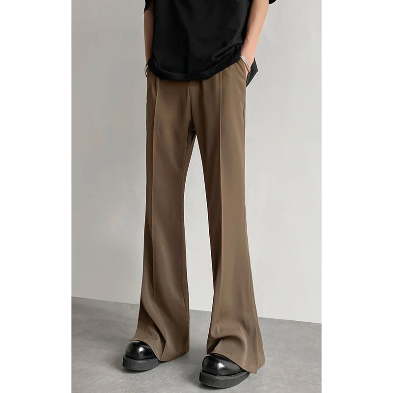 HEARUJOY  -  Brown Black Suit Pants Men Fashion Social Mens Dress Pants Korean Casual Loose Flared Pants Mens Office Formal Trousers M-2XL