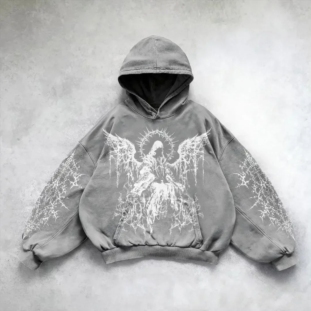 Hearujoy New goth streetwear sweatshirt hoodie demon girl print harajuku y2k tops oversized goth hoodies women couples gothic clothes
