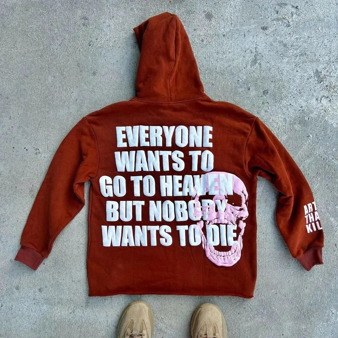 Hearujoy Harajuku skull letter print streetwear hiphop hoodies women graphic y2k top oversized hoodie sweatshirt goth women clothes