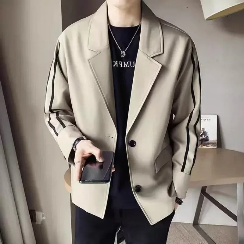 Hearujoy Cropped Coats Black Jacket for Men Short Chinese Man Suits and Blazers High Quality Summer Elegant Simple Breasted Fashion 2024