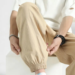 HEARUJOY  -  Men Trendy Simple Streetwear Y2K Pockets Thin Harem Pants Summer Casual Solid Loose Comfortable Breathable Sweatpants Pantalones