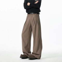 HEARUJOY  -  Brown Suit Pants Men Fashion Society Mens Black Dress Pants Korean Loose Wide Leg Pants Mens Office Formal Trousers Plus Size