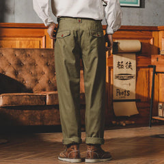 HEARUJOY  -  American Vintage Gurkha Trouser For Men British Style Casual Loose Straight Cargo Pants Spring Autumn Fashion Cotton Naples Pant