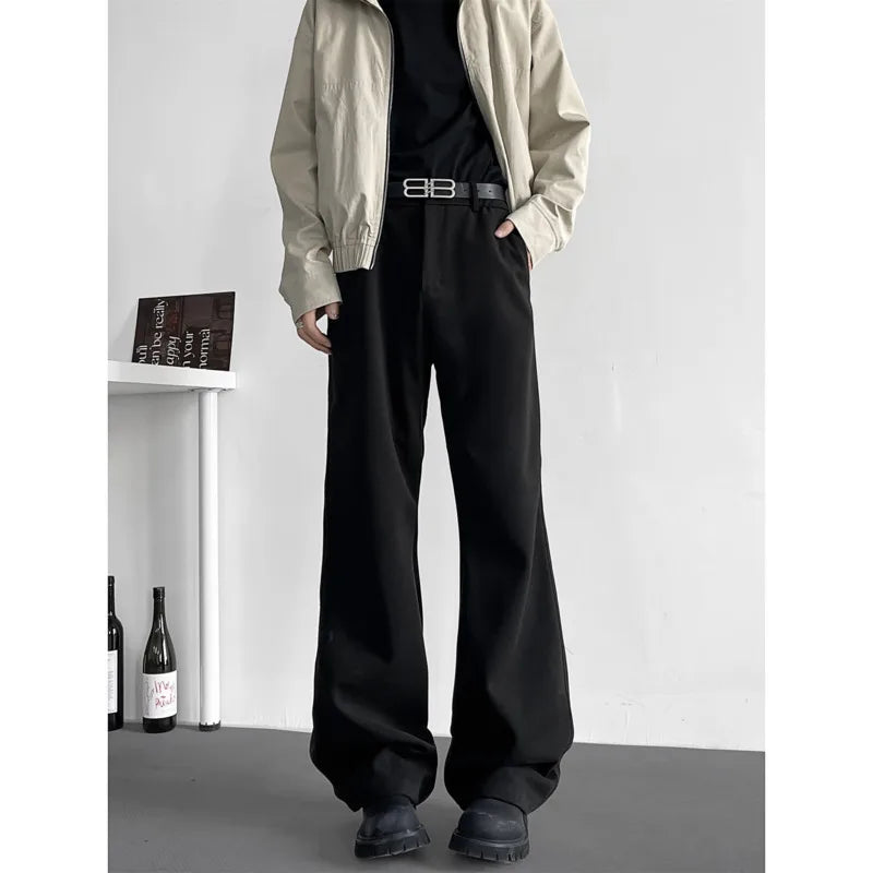 HEARUJOY  -  Suit Pants Men Fashion Society Mens Black Dress Pants Korean Casual Loose Straight Pants Mens Office Formal Trousers M-3XL