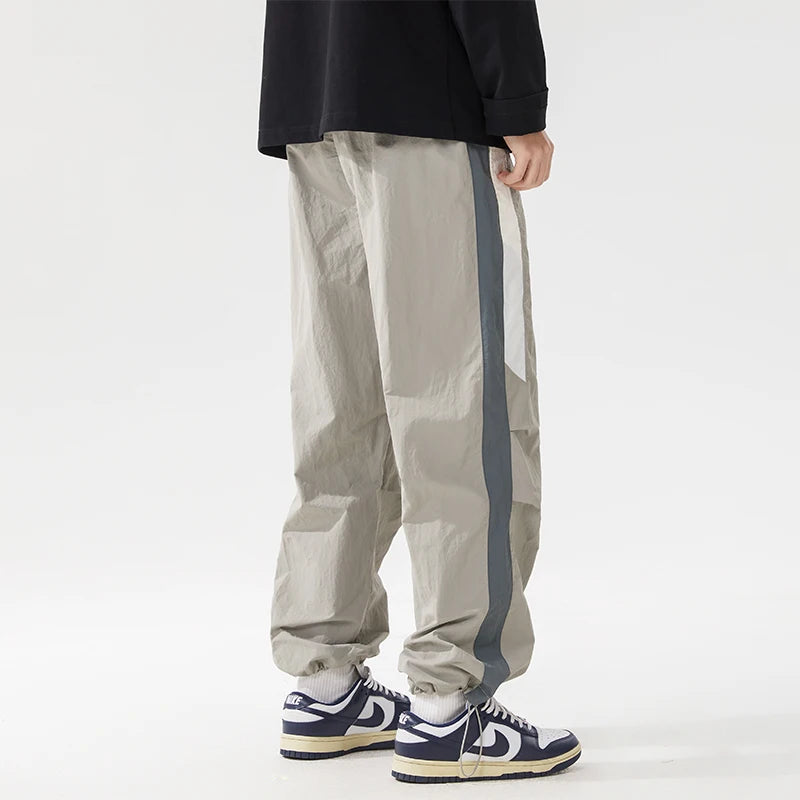 HEARUJOY  -  Spring Summer Men's Trousers New Fashion High Street Color Striped Pockets Drawstring Daily Commute Casual Loose Wide Leg Pants