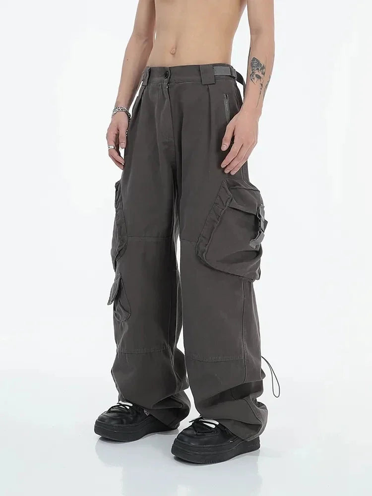 Hearujoy American Street Cargo Pants Men Hip Hop Wide Leg Trousers Male Cargo Y2K Pleated Loose Casual Men Designer Clothes