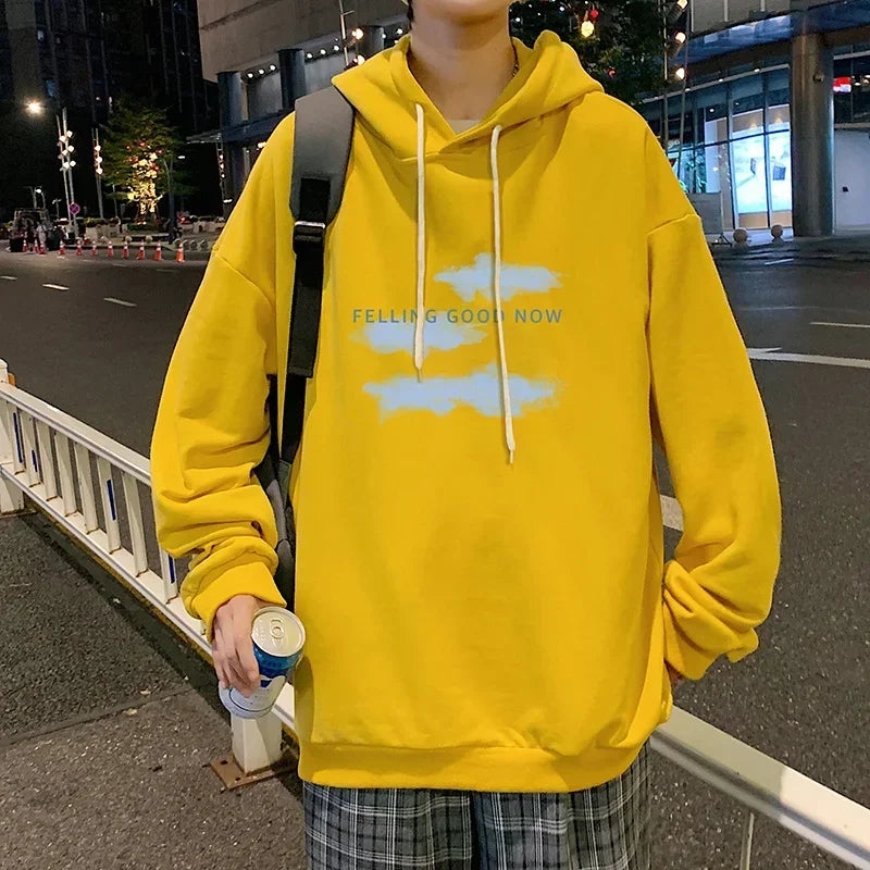 HEARUJOY  -  Funny Men's Oversized Hoodie Off White Hoodies with Hat Oversize for Men Cloud Print 5XL Man Casual Wear Hoody Male Sweatshirt