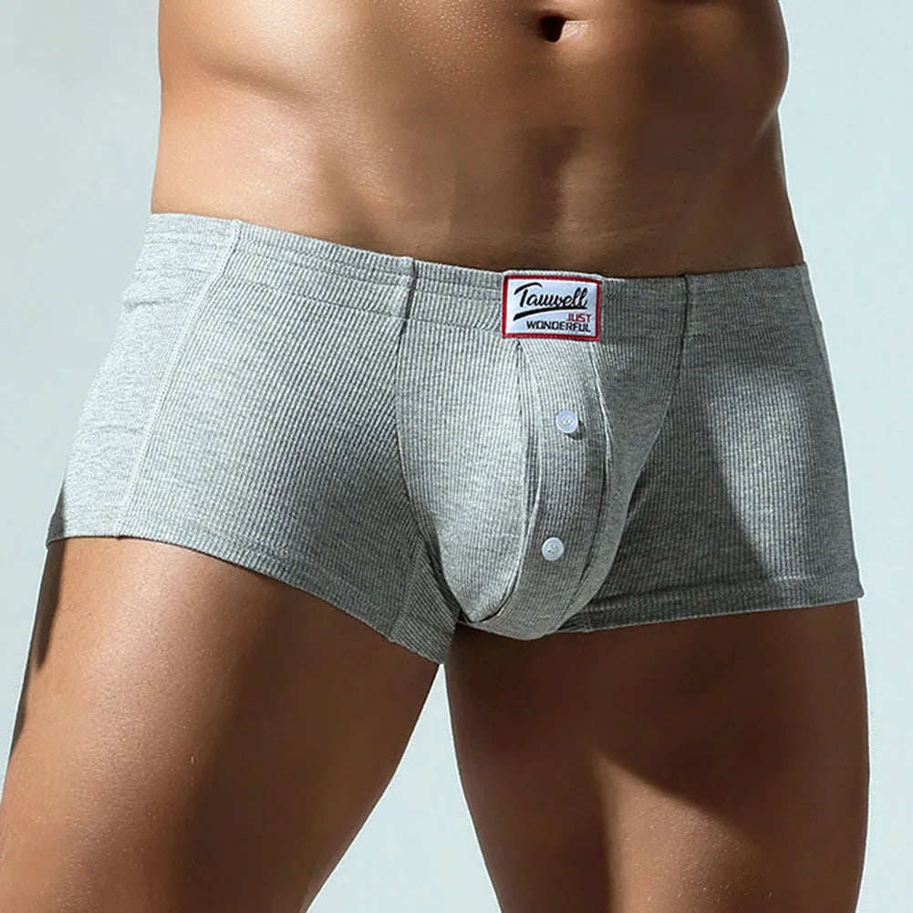 HEARUJOY  -  Men Solid Sports Boxers Short Underwear Breathable Bulge Pouch Underpants Low Waist Boxer Trunk Soft