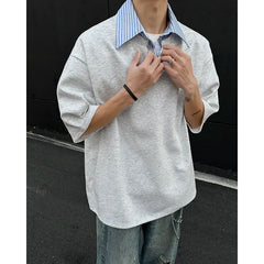 HEARUJOY  -  Summer Short Sleeved T-shirt Men Oversized Casual Lapel T Shirt Men Streetwear Korean Loose Pullover T Shirt Mens Clothing