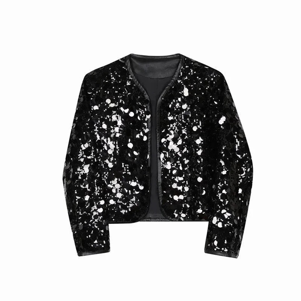 HEARUJOY  -  Mens Jacket Sequin Ballroom Shiny Jacket Streetwear Fashion Nightclub Stage Performance Long Sleeve Top Men'S Clothing 2025 New