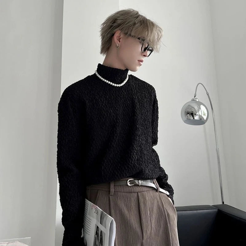 HEARUJOY  -  Unicolor Men's T-shirts Japan One Piece Designer Quotes Emo Size Plain Sweatshirt Bulk Aesthetic Spring Turtleneck Male Pullover