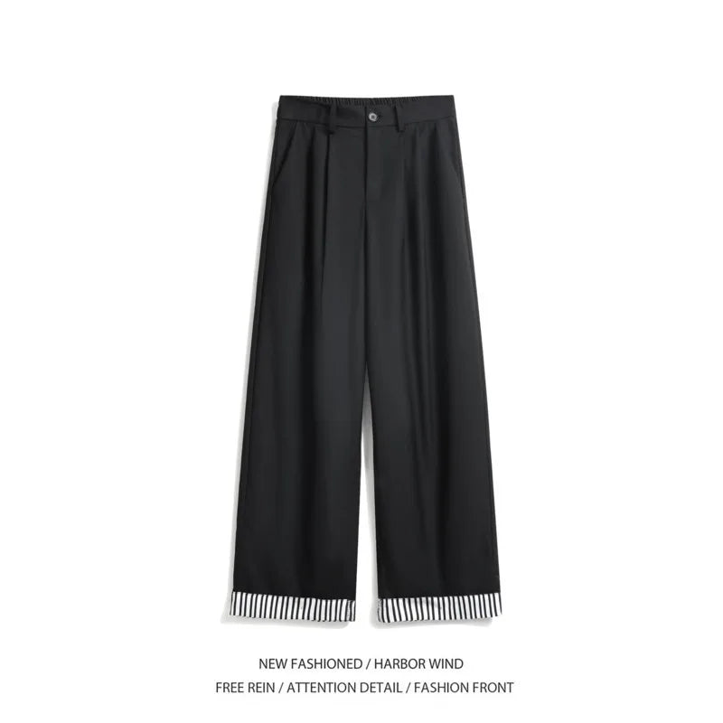 HEARUJOY  -  Grey Suit Pants Men Oversized Society Mens Black Dress Pants Korean Casual Loose Wide Leg Pants Mens Office Formal Trousers