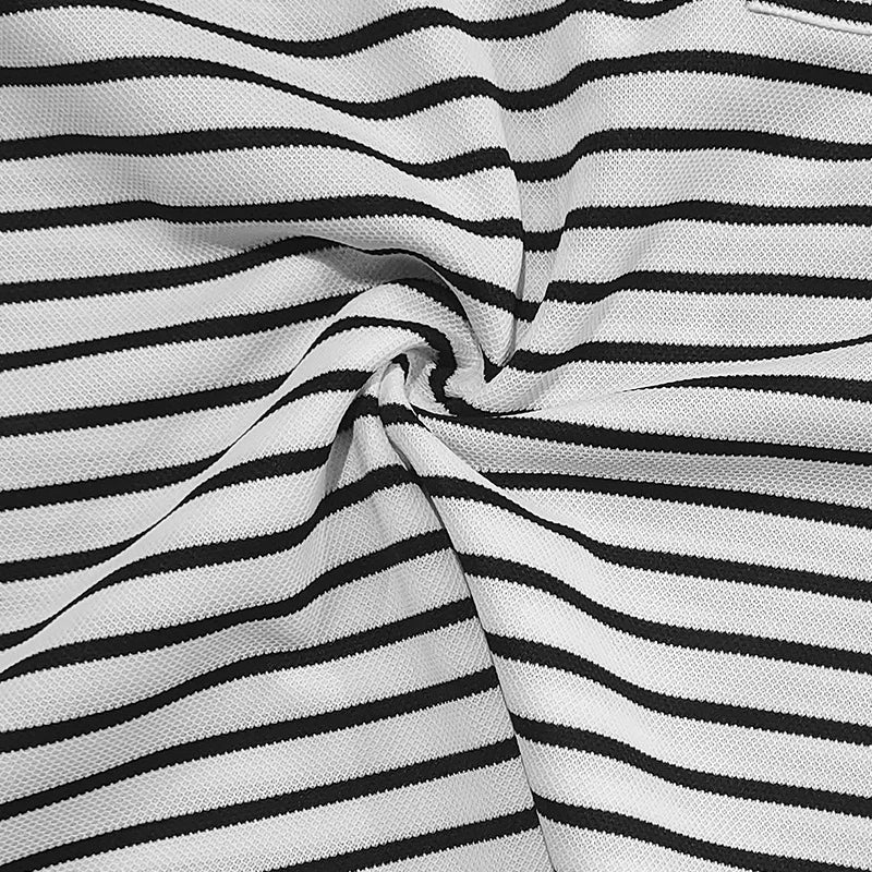 HEARUJOY  -  Men's Spring and Autumn Long Sleeve V-neck Button-down T-shirt Slim-fit Henley Shirt Horizontal Striped Top