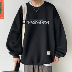 HEARUJOY  -  Spring Autumn Fashion Fleece Letter Print Sweatshirt Man Harajuku Oversized Male Clothes Pullovers Tops Long Sleeve Streetwear