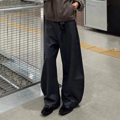 HEARUJOY  -  Summer New Men's Solid Color Straight Suit Trousers Harajuku Retro Casual Fashion Trend Simple Loose Breathable Men's Bottoms