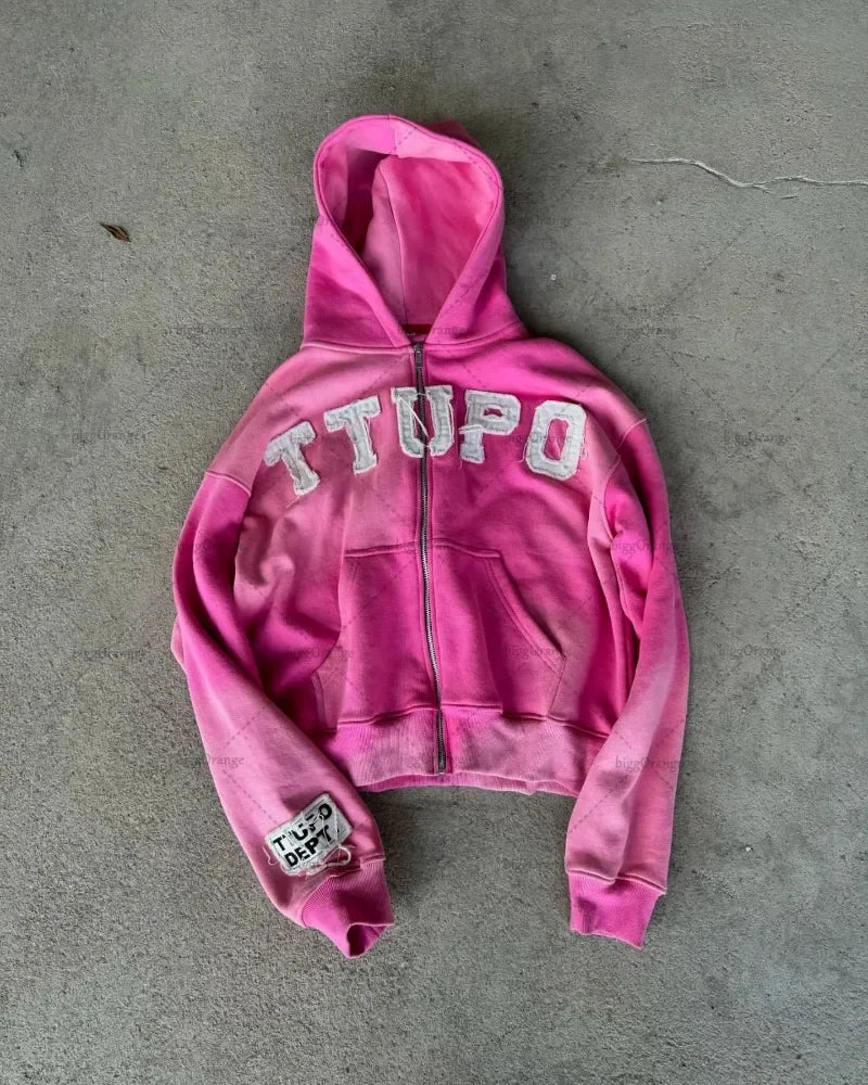 HEARUJOY  -  European and American Harajuku Retro Letter Embroidered Oversized Hoodie Men Camouflage Fashion, Loose Casual Pullover Women
