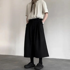 HEARUJOY  -  Gothic Dark Casual Culottes Spring Japanese Harajuku Streetwear Elegant Daily Business Office Fashion Wide Leg Pants Unisex